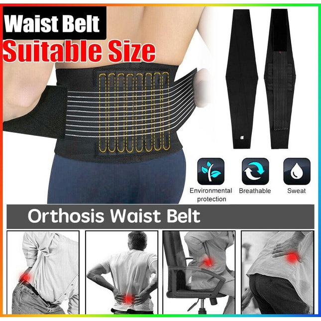 Lumbar Lower Back Support Belt Brace Strap Pain Relief Posture Waist Trimmer AU - Aimall