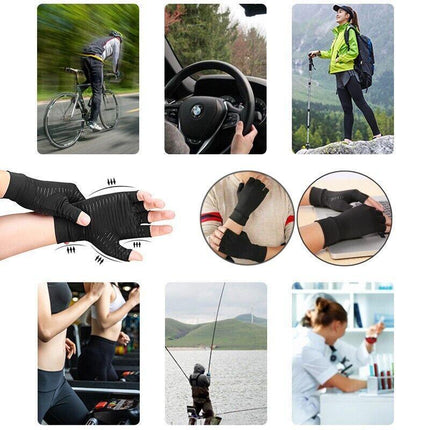 Compression Copper Arthritis Gloves Hand Wrist Brace Finger Pain Relief Support - Aimall