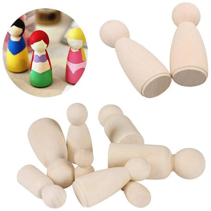 20X Unfinished Wooden Peg Dolls Wooden Tiny Doll Bodies People Decor Wood Crafts - Aimall