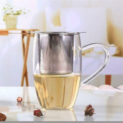 Tea Infuser with Lid Mesh Stainless Steel Metal Cup Strainer Loose Leaf Filter - Aimall