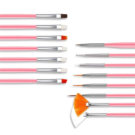 Nail Art Design Brushes Dotting Pen Tool Set Painting UV Gel Drawing Brush 15PCS - Aimall