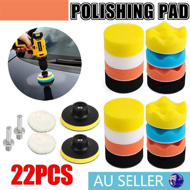 22pcs 3" Buffing Waxing Polishing Sponge Pads Kit Set For Car Polisher Drill AU - Aimall