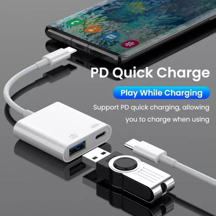 For iPhone/Type C 8-Pin to USB 3.0 Camera Adapter Easy to Transfer Photos Videos - Aimall