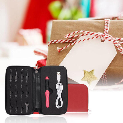 11in 1 LED Light Up Crochet Hooks Set USB Knitting Needles Weave Sewing Tools AU - Aimall