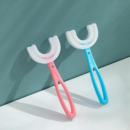 Children U Shaped Toothbrush Soft Silicone Head Brush 360° Oral Teeth Cleaning - Aimall