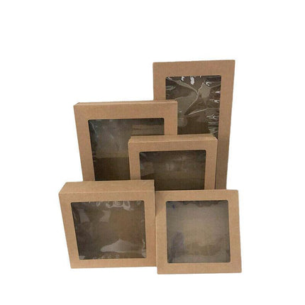 Cardboard Paper Catering Grazing Boxes/Trays 10, 20Pk W/Windows Kraft Disposable - Aimall