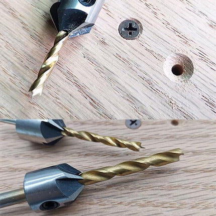 8PCS 3-10MM 5 Flute Countersink Drill Bit Set Reamer Woodworking Chamfer Tools - Aimall
