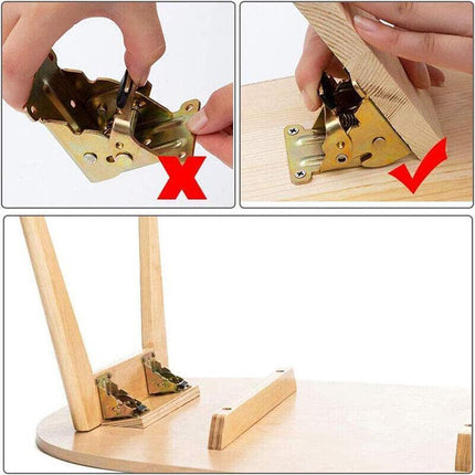 4*90 Degree Folding Table Leg Brackets Self Lock Foldable Hinge DIY Heavy Load - Aimall