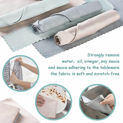 5x Fish Scale Microfiber Cleaning Cloth Dish Washing Glass Wipe Reusable Kitchen - Aimall