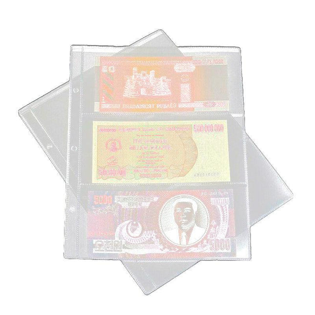 10PCS Paper Money Banknote Holders Album 3 Pockets Pages Sleeves Storage Note AU - Aimall