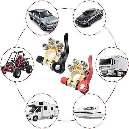 2PCS 4-Way Positive Negative Battery Terminal Connectors Clamp Car Van Caravan - Aimall
