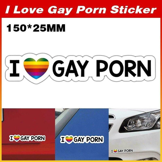 I Love Gay Porn Sticker Prank Mates Car Joke Gay Pride Decal Car Window Bumper - Aimall
