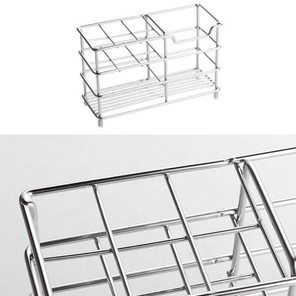 Toothbrush Non-Slip Holder Toothpaste Organizer Bathroom Stainless Steel Stand - Aimall