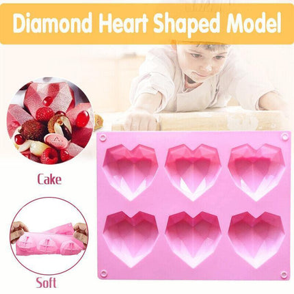 Heart Shape Candy Cake Chocolate Mould 3D Fondant Mold Silicone Sugar Craft DIY - Aimall