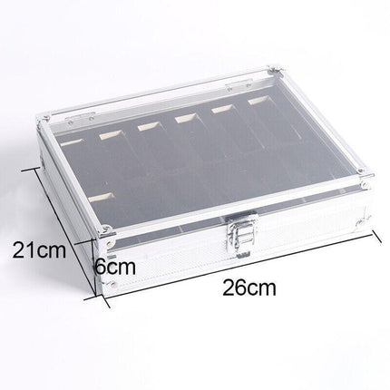 12 Grids Carbon Fiber Aluminum Watch Box Storage Case Holder Display - Aimall
