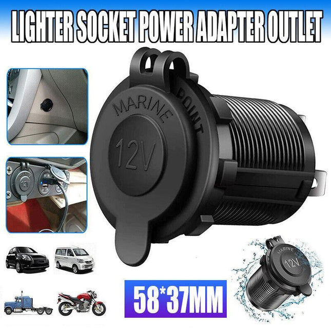 Waterproof 12V Car Truck Boat Cigarette Lighter Socket Power Adapter Outlet AU - Aimall
