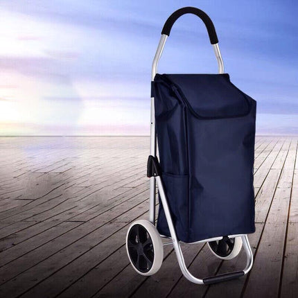 Shopping Cart Trolley Grocery Aluminium Foldable Luggage Wheels Basket Carts Bag - Aimall