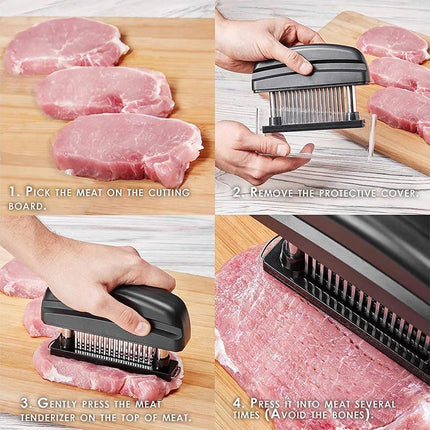 48-Blade Stainless Steel Meat Beef Tenderizer Jaccard Steak Chicken Pouch Hole - Aimall