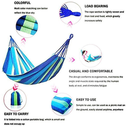 Outdoor Double Hammock Bed Swinging Camping Hanging Tree Strap Hook MEL AU - Aimall