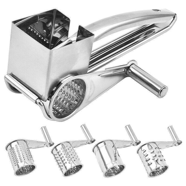 4 Set Multifunction Rotary Cheese Grater Hand Held Cut Slicer Stainless Steel AU - Aimall