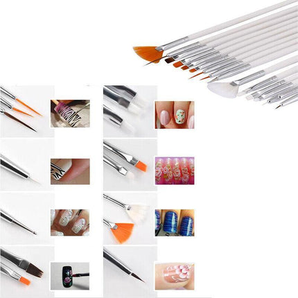Nail Art Design Brushes Dotting Pen Tool Set Painting UV Gel Drawing Brush 15PCS - Aimall