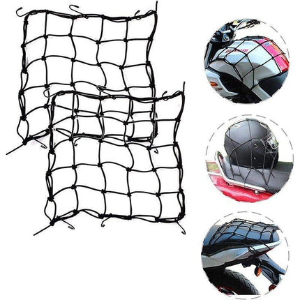Motorcycle Bungee Cargo Net Helmet Mesh Bike Hold Down Accessories 6 Hooks - Aimall