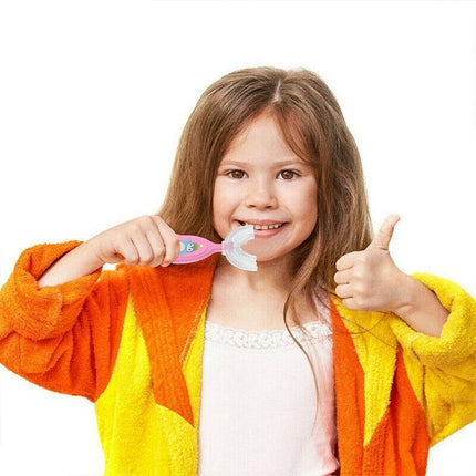 Children U Shaped Toothbrush Soft Silicone Brush Head 360° Oral Teeth Cleaning - Aimall