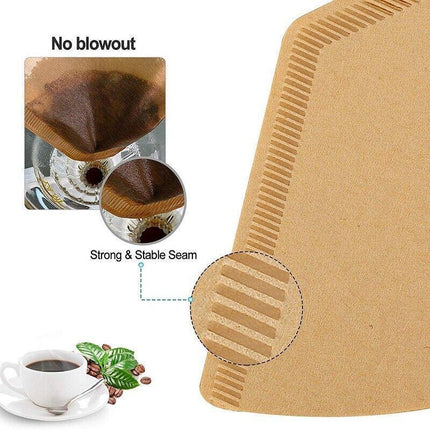 100PCS Coffee Filter Paper Natural Unbleached Original Wooden Drip Paper - Aimall