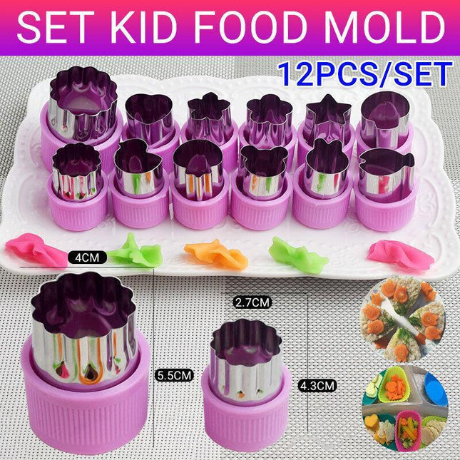 12xStainless Steel Fruit Vegetable Mini Cookie Shape Cutter Set Kid Food Mold OD - Aimall