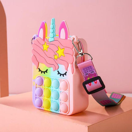 Pop it Shoulder Bag for Girls and Women Unicorn Pop Purse Bags for Kids Autism - Aimall