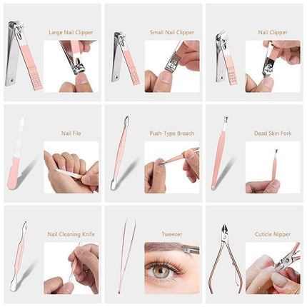 18PCS Manicure Pedicure Kit Set Stainless Steel Nail Grooming Clippers Tools - Aimall