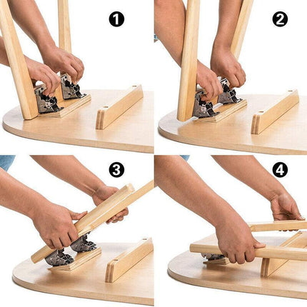 4*90 Degree Folding Table Leg Brackets Self Lock Foldable Hinge DIY Heavy Load - Aimall
