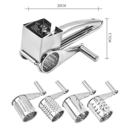 4 Set Multifunction Rotary Cheese Grater Hand Held Cut Slicer Stainless Steel AU - Aimall