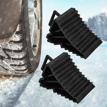 2/4PCS Heavy Duty Rubber Wheel Chock Tough Chocks Stops Car Trailer Boat Caravan - Aimall