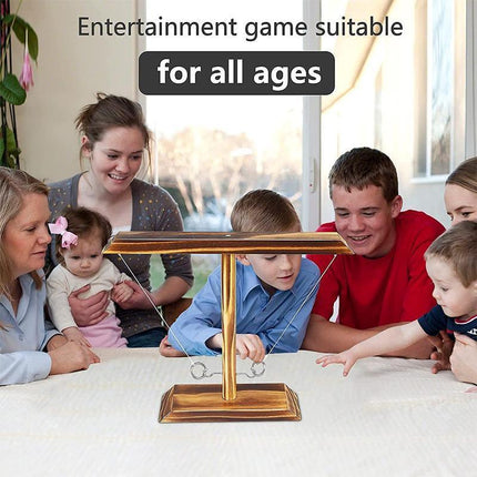 Wooden Hook and Ring Toss Game Shot Ladder for 2 People Party Bar Drinking Toy - Aimall