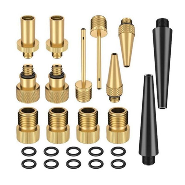 26pc Bike Ball Inflator Nozzle Adapter Air Pump Valve Needle Presta Schrader Kit - Aimall