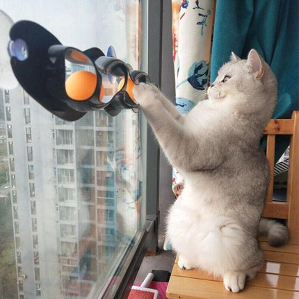 Window Suction Cup Funny Cat Toys Track Bal Cat Pet Toy Interactive Track Ball - Aimall