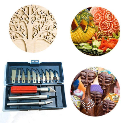 13 Pieces Hobby Craft Knife Set With Case-3 Knives +13 Cutting Blades Art Knives - Aimall