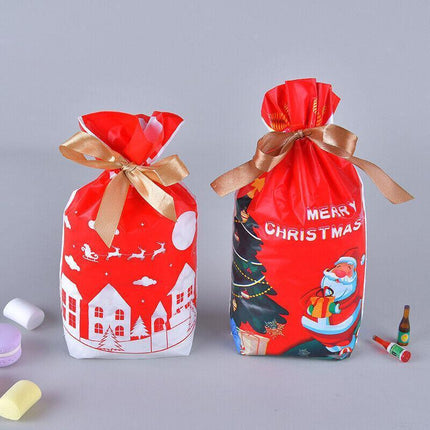 10PCS Plastic Candy Bags Christmas Elk Candy Sweet Treat Bags Biscuit 15*23.5CM - Aimall