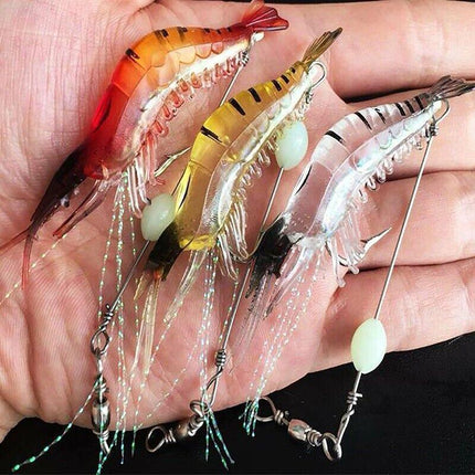 6PCSSoft Plastic Fishing Lures Tackle Prawn Shrimp Flathead Bream Cod Bass Glow - Aimall