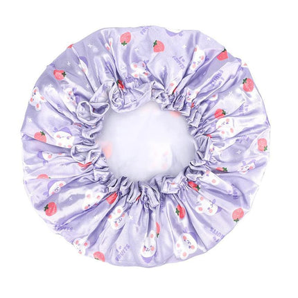 Double Layer Lux Shower Cap Bath Hat Hair Care Women Sleep Waterproof Reusable - Aimall