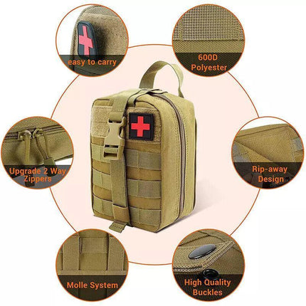 Tactical MOLLE Rip Away EMT IFAK Medical Pouch First Aid Kit Utility Bag AU Send - Aimall