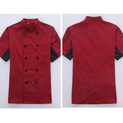 Unisex Mesh Sleeve Chef Coat Jacket Restaurant Hotel Cook Short Clothes Uniform - Aimall