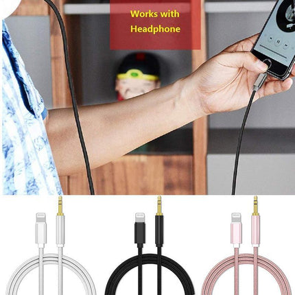 For iPhone to 3.5mm Aux Audio Adapter Cable Cord Jack iPhone 12 11 Pro 8 7 Plus - Aimall