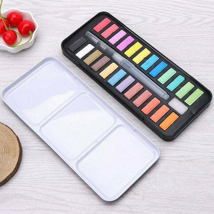 24 Watercolour Paint Set With Brush Painting Water Colour Art Artist KitsAUSTOCK - Aimall