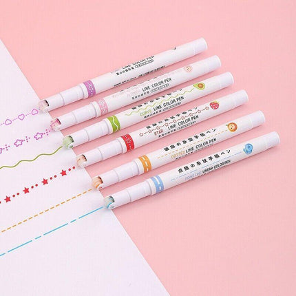 Childen-Dual Tip Pens with 6 Different Curve Shapes Colored Writing Markers RL - Aimall