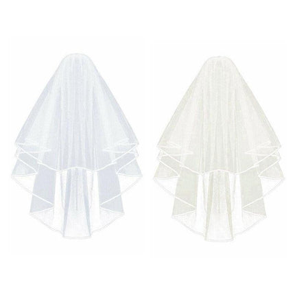 Women Bridal Wedding 2-Tier Veil With Satin Edge Comb Hen's Night White Ivory AU - Aimall