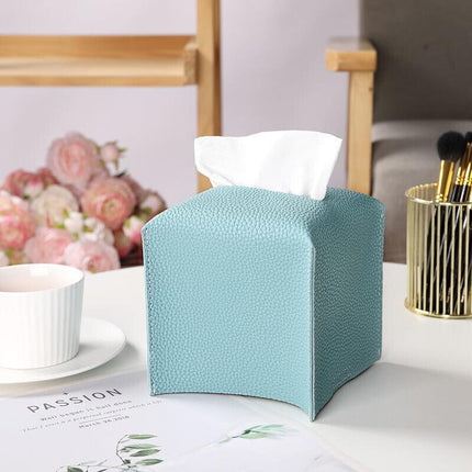 Tissue Box Dispenser Paper Storage Holder Napkin Case Organizer PU Leather Cover - Aimall