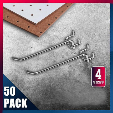 100x Pegboard Hooks Metal Panel Valcano Peg Board hook Steel 50 100 150 200 mm - Aimall