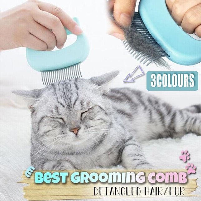 Relaxing Cat Comb Massager Pet Grooming Brush Dog Hair Removal Open KnotTool AU - Aimall